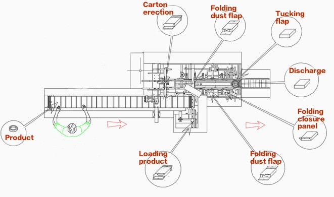 work flow figure of cartoning machine