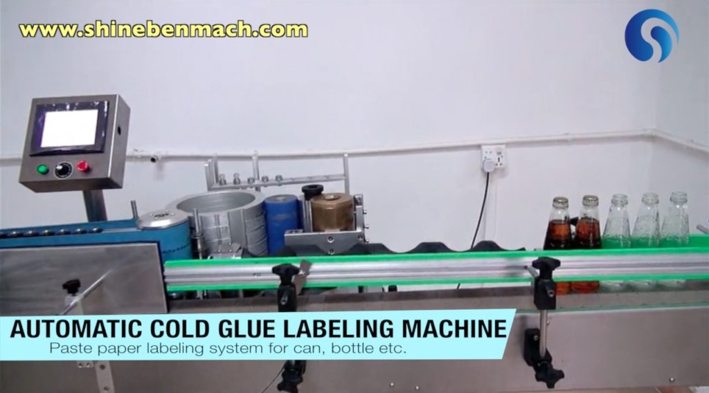 Automatic cold glue labeling machine for paper cans