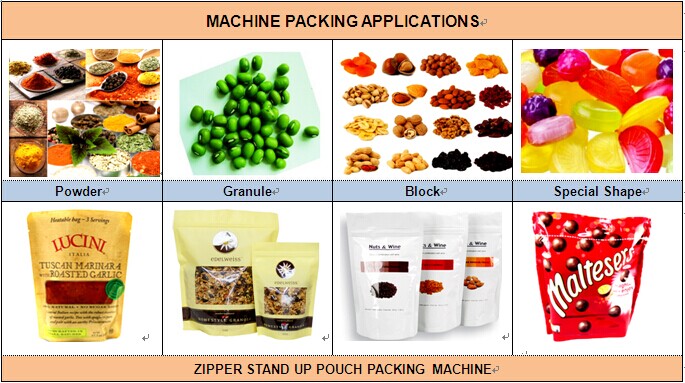 Zipper stand up pouch packing machine
