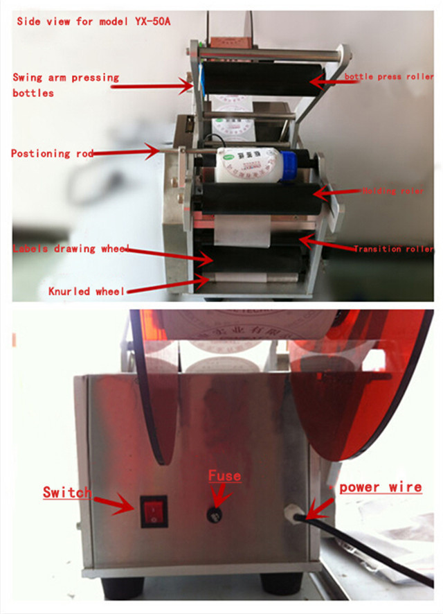 part names of semi automatic round bottle labeler